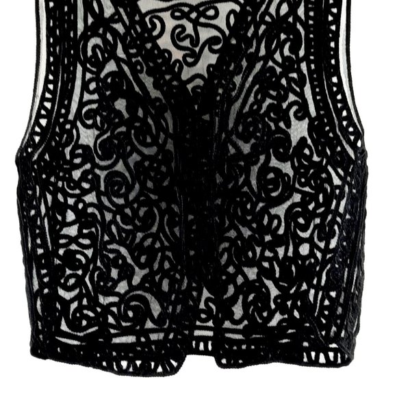 Vintage Large Jasmi Black Lace Button Up Party Vest - Picture 7 of 11